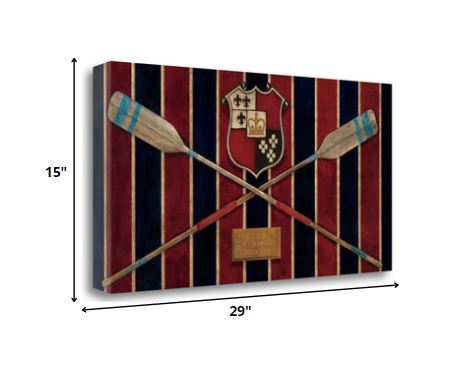HomeRoots 29" Rowing Team Crest Giclee Wrap Canvas Wall Art