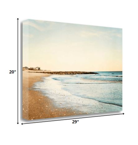 HomeRoots 29" Turquoise Backwash Beautiful Coastal Beach Giclee Wrap Canvas Wall Art