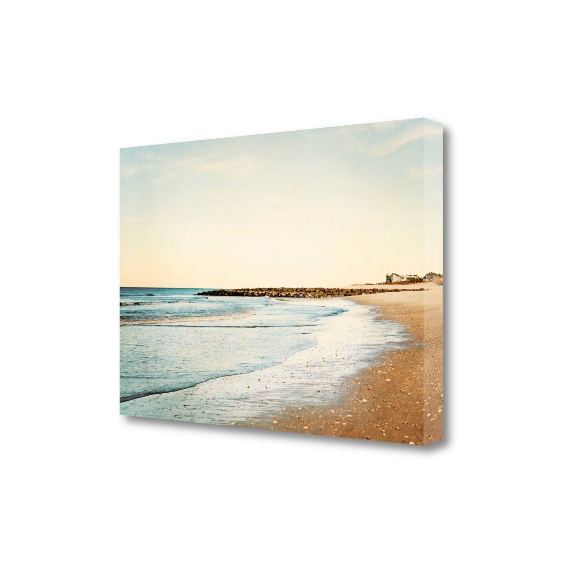 HomeRoots 29" Turquoise Backwash Beautiful Coastal Beach Giclee Wrap Canvas Wall Art