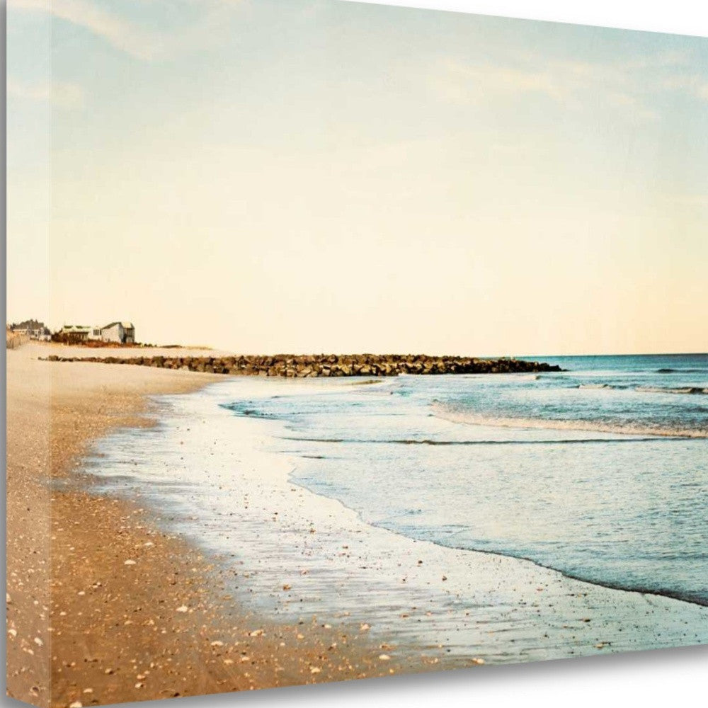 HomeRoots 29" Turquoise Backwash Beautiful Coastal Beach Giclee Wrap Canvas Wall Art