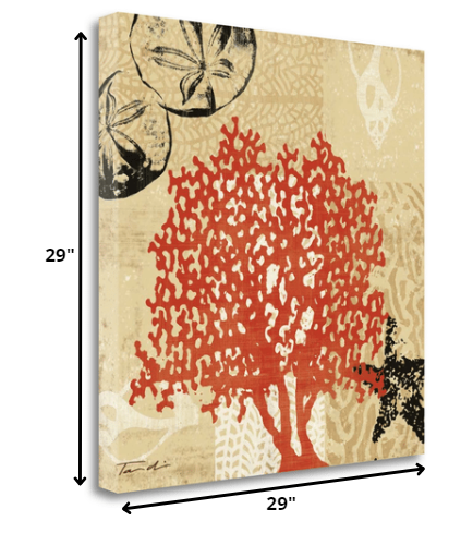 HomeRoots 29" Underwater Coral and Tan Beachy Background 3 Giclee Wrap Canvas Wall Art