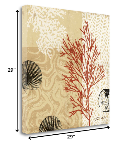 HomeRoots 29" Underwater Coral with Seashells and Sandollar 3 Giclee Wrap Canvas Wall Art