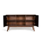 HomeRoots 29" Veneer MDF And Wood Buffet In Walnut And Black