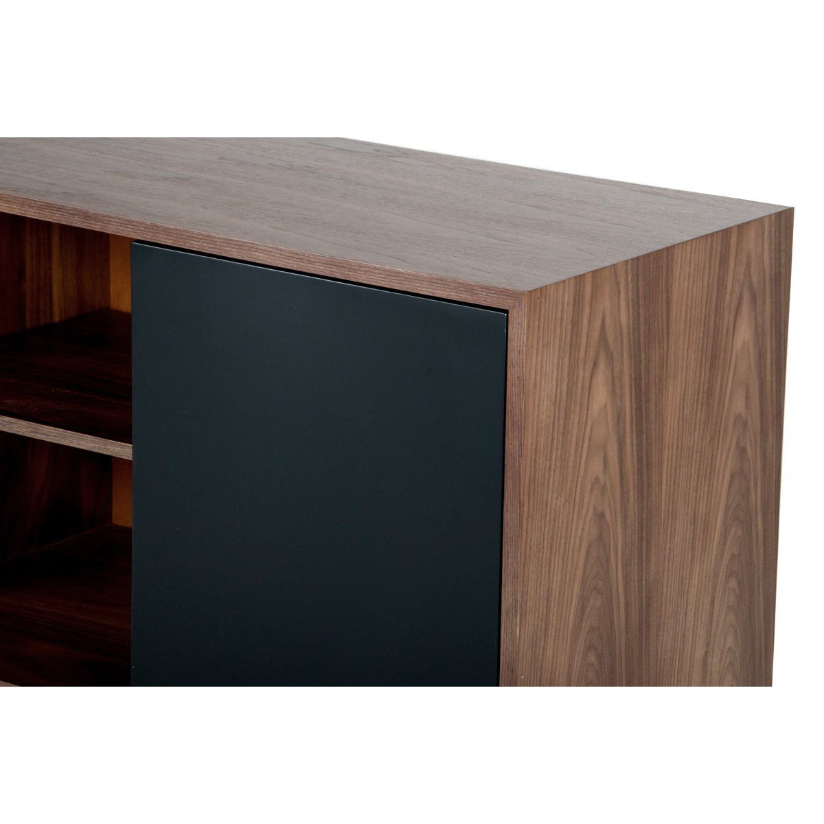 HomeRoots 29" Veneer MDF And Wood Buffet In Walnut And Black