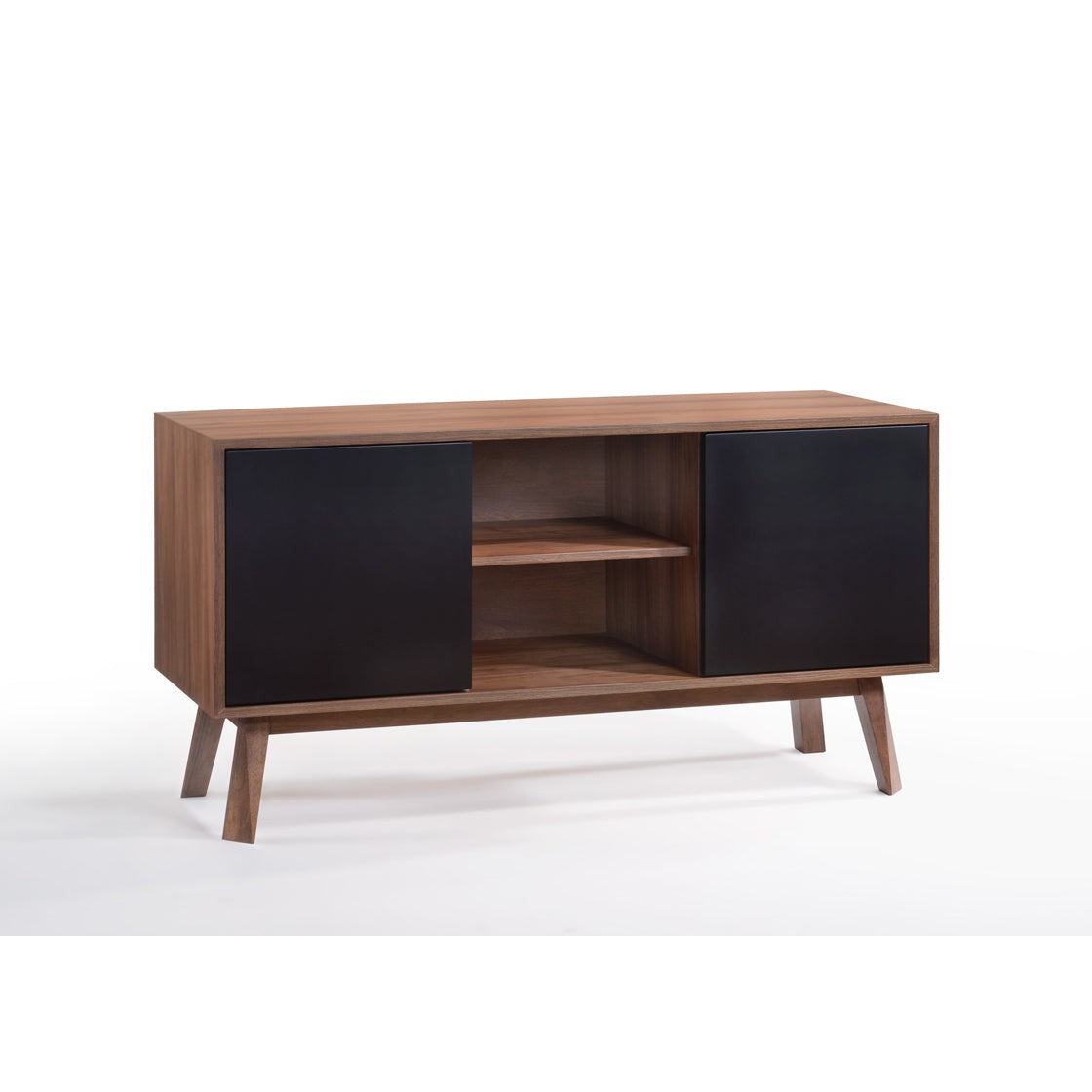 HomeRoots 29" Veneer MDF And Wood Buffet In Walnut And Black