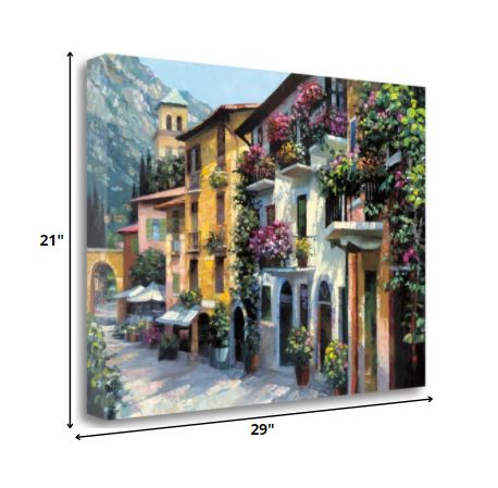 HomeRoots 29" Village Pathway and Colorful Buildings Giclee Wrap Canvas Wall Art