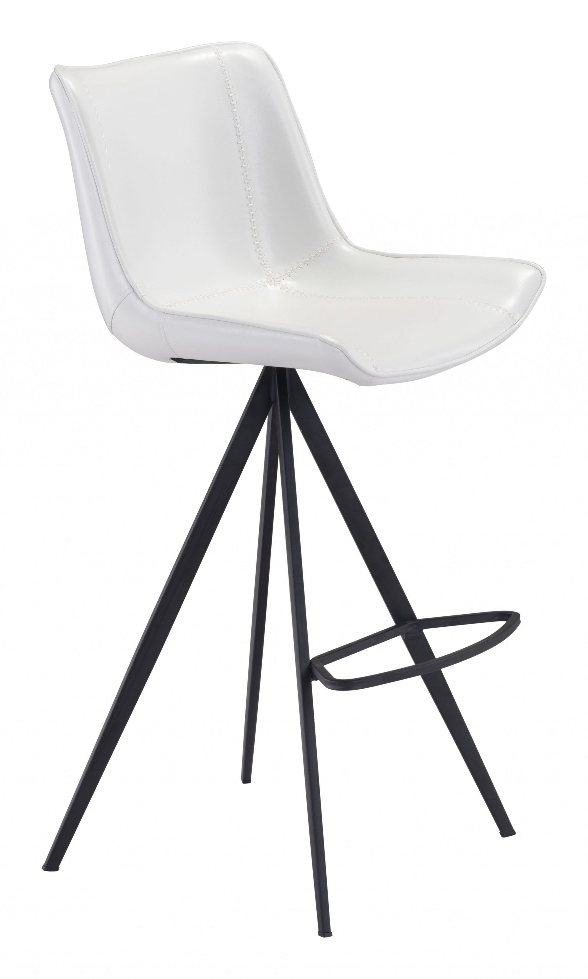 HomeRoots 29" White And Black Steel Low Back Bar Height Chairs in Set of Two