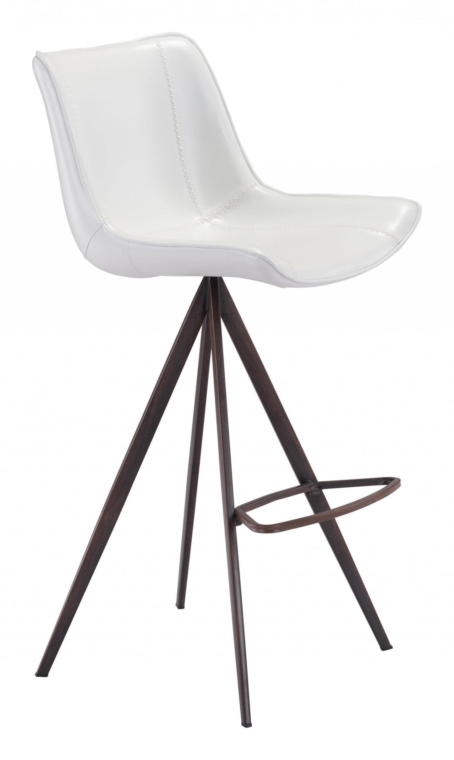 HomeRoots 29" White And Black Steel Low Back Bar Height Chairs in Set of Two