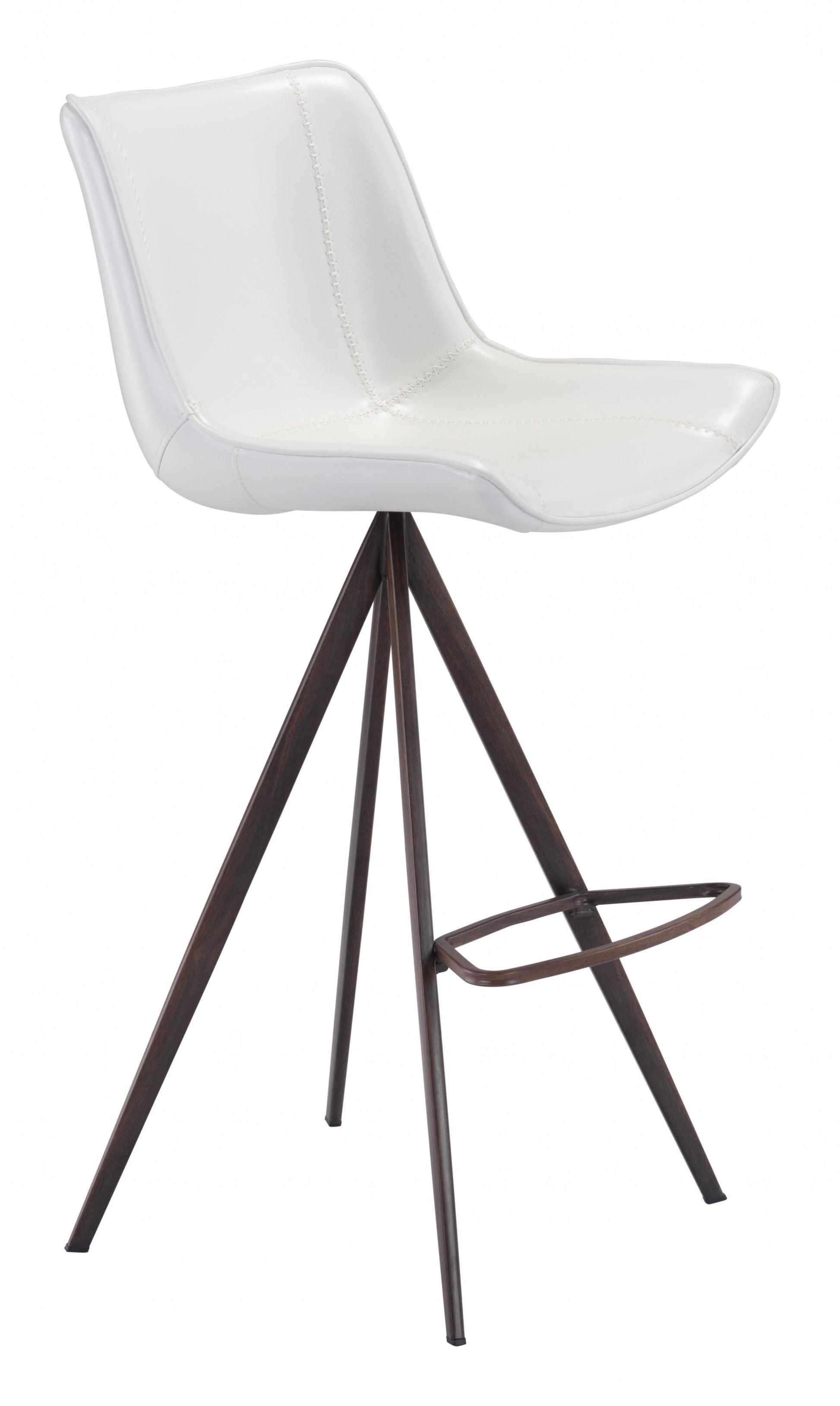 HomeRoots 29" White And Black Steel Low Back Bar Height Chairs in Set of Two
