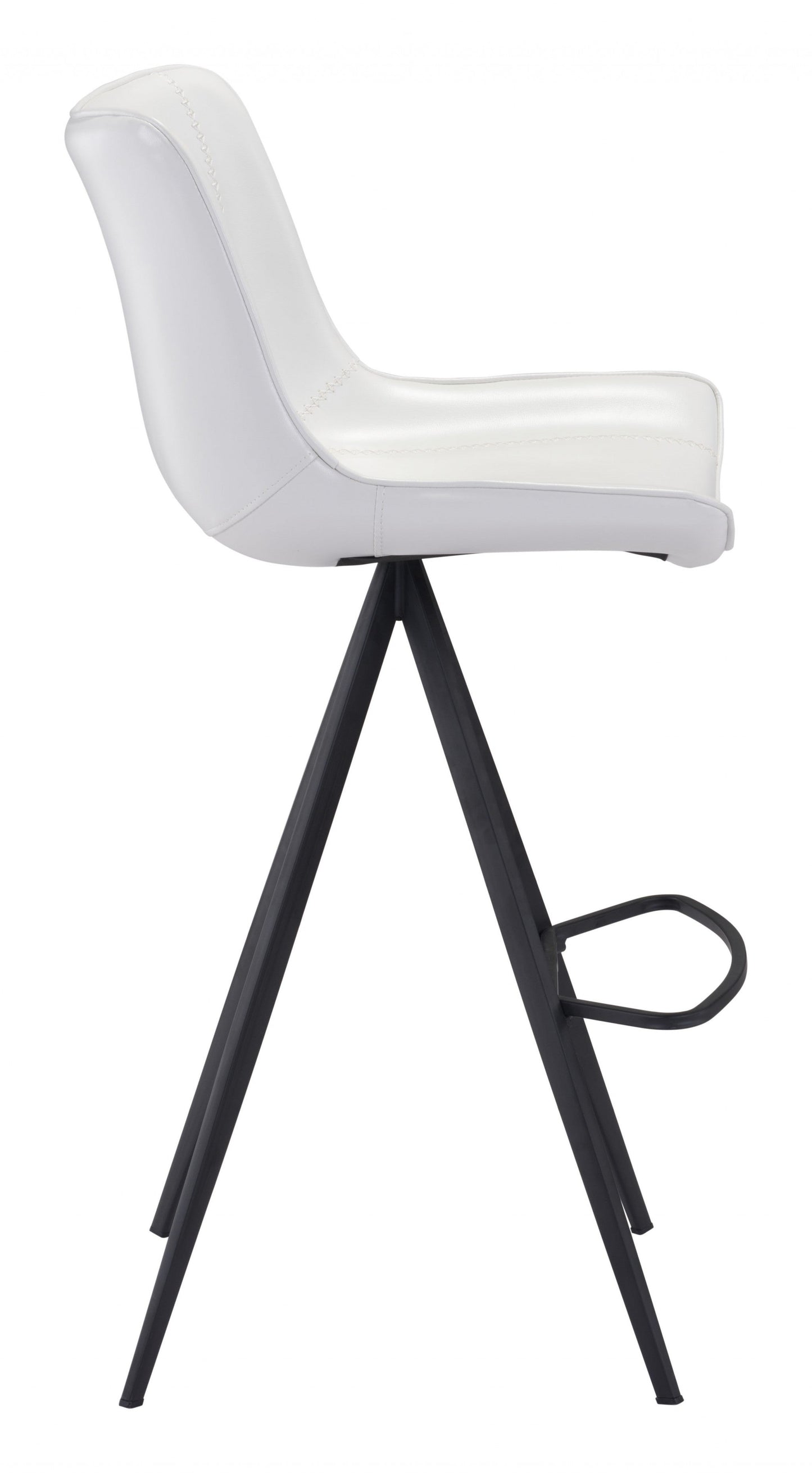 HomeRoots 29" White And Black Steel Low Back Bar Height Chairs in Set of Two