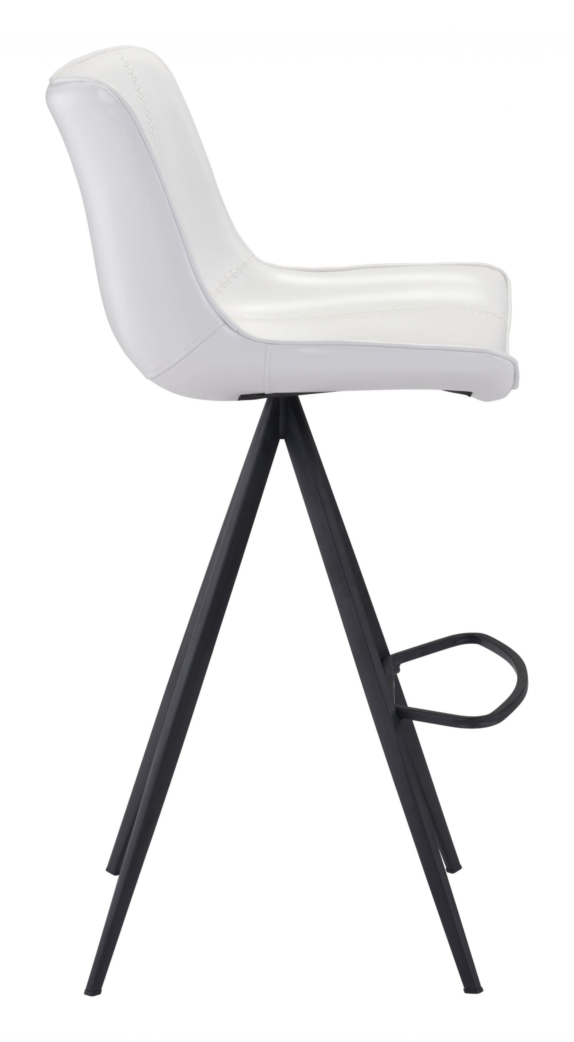 HomeRoots 29" White And Black Steel Low Back Bar Height Chairs in Set of Two