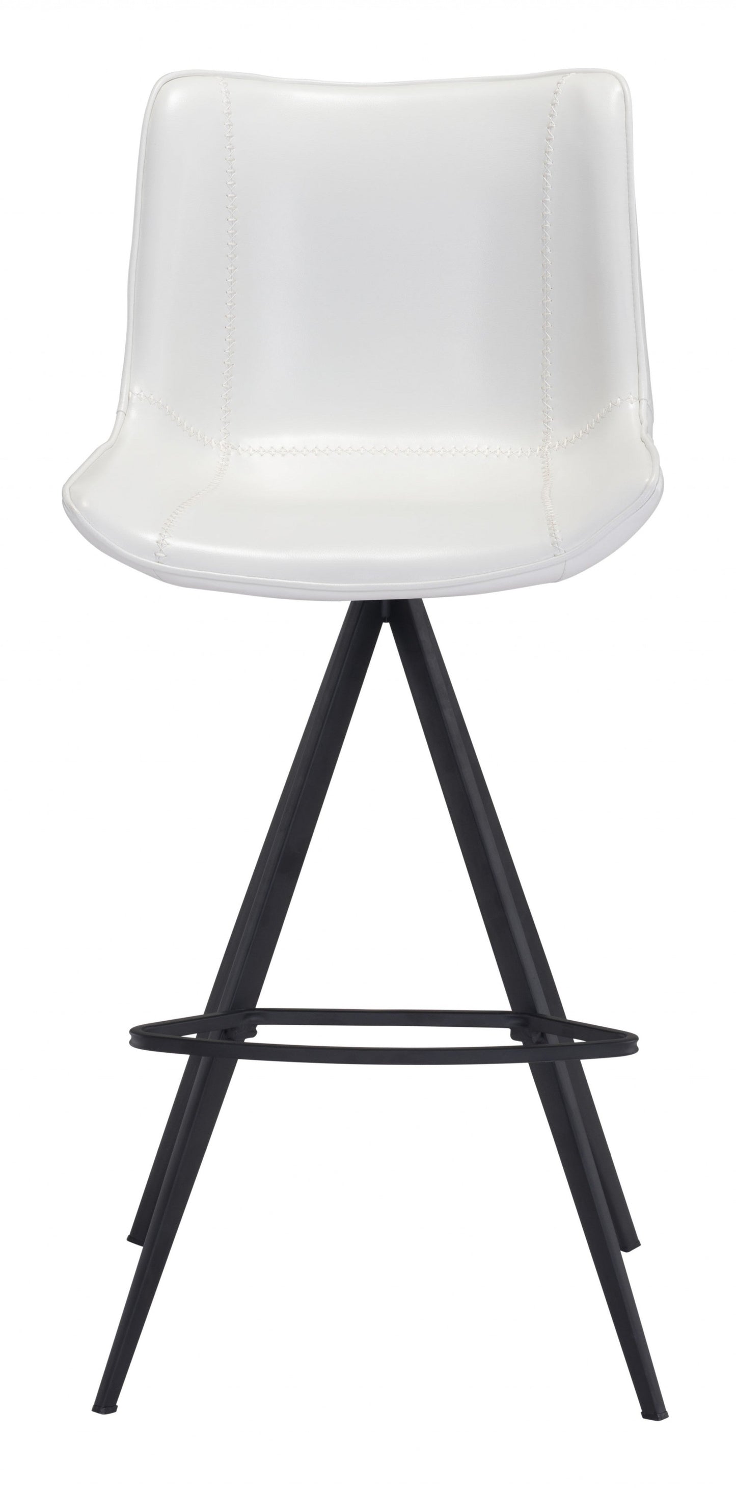 HomeRoots 29" White And Black Steel Low Back Bar Height Chairs in Set of Two