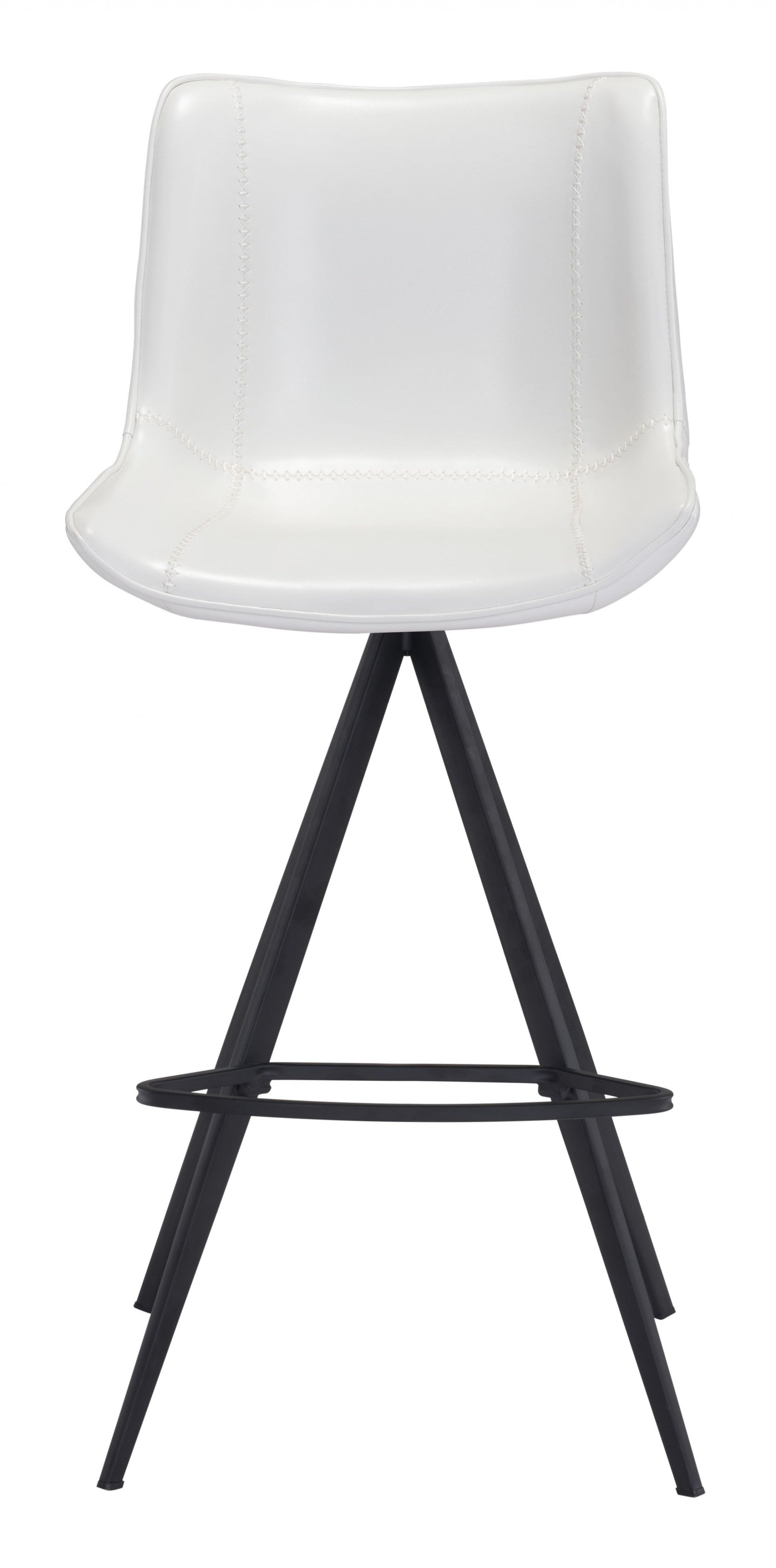 HomeRoots 29" White And Black Steel Low Back Bar Height Chairs in Set of Two