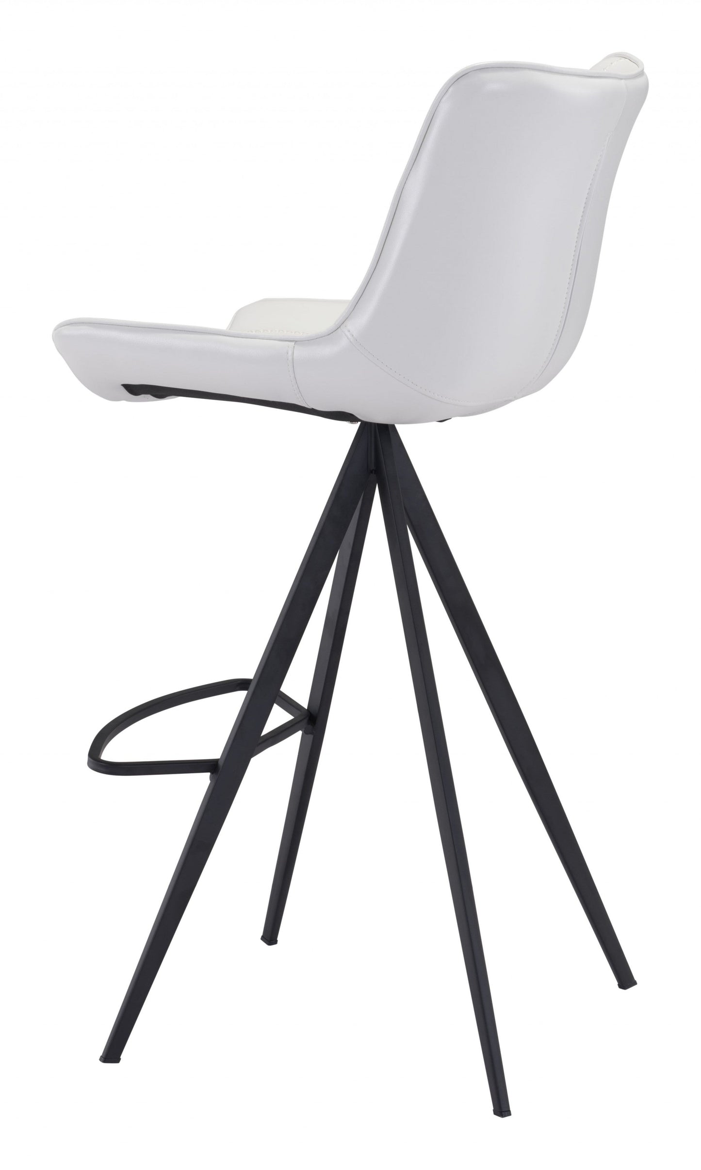 HomeRoots 29" White And Black Steel Low Back Bar Height Chairs in Set of Two