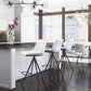 HomeRoots 29" White And Black Steel Low Back Bar Height Chairs in Set of Two
