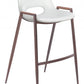 HomeRoots 29" White And Brown Steel Low Back Bar Height Chairs in Set of Two