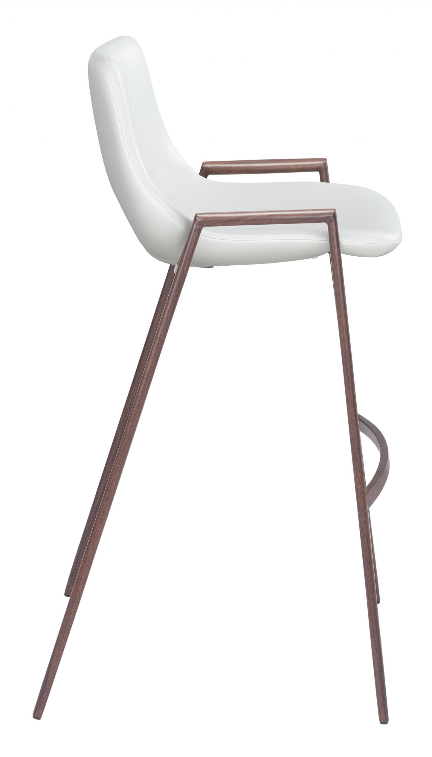 HomeRoots 29" White And Brown Steel Low Back Bar Height Chairs in Set of Two