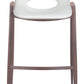 HomeRoots 29" White And Brown Steel Low Back Bar Height Chairs in Set of Two