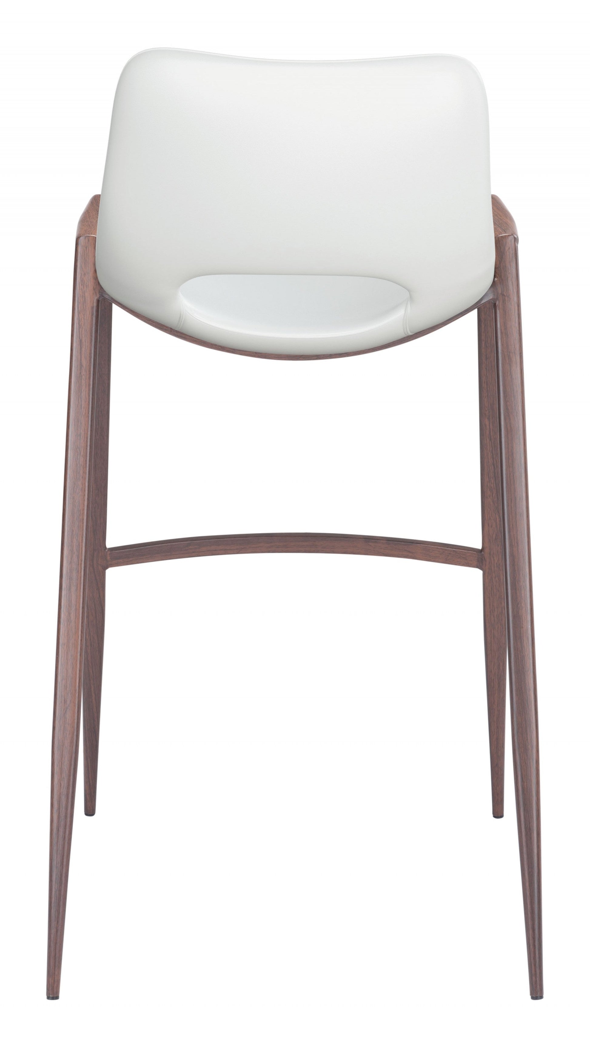 HomeRoots 29" White And Brown Steel Low Back Bar Height Chairs in Set of Two