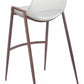 HomeRoots 29" White And Brown Steel Low Back Bar Height Chairs in Set of Two