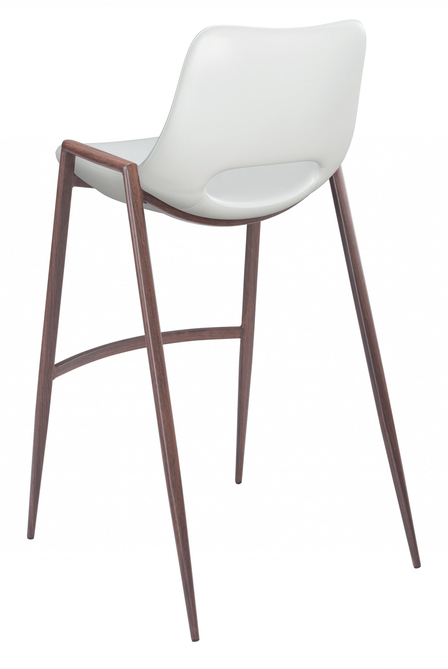 HomeRoots 29" White And Brown Steel Low Back Bar Height Chairs in Set of Two