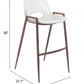 HomeRoots 29" White And Brown Steel Low Back Bar Height Chairs in Set of Two