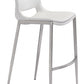 HomeRoots 29" White And Silver Steel Low Back Bar Height Chairs in Set of Two