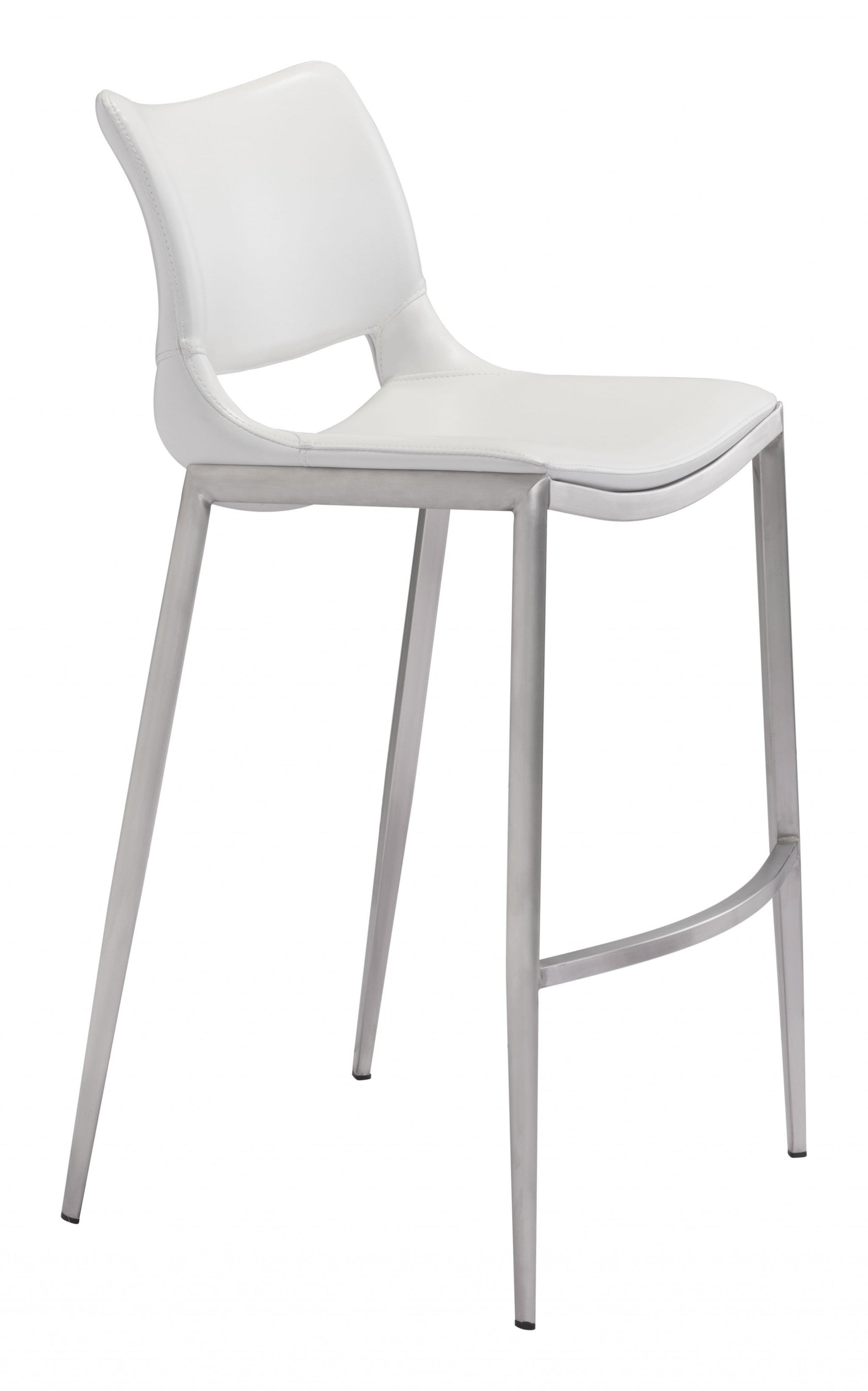 HomeRoots 29" White And Silver Steel Low Back Bar Height Chairs in Set of Two