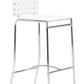 HomeRoots 29" White And Silver Steel Low Back Bar Height Chairs in Set of Two
