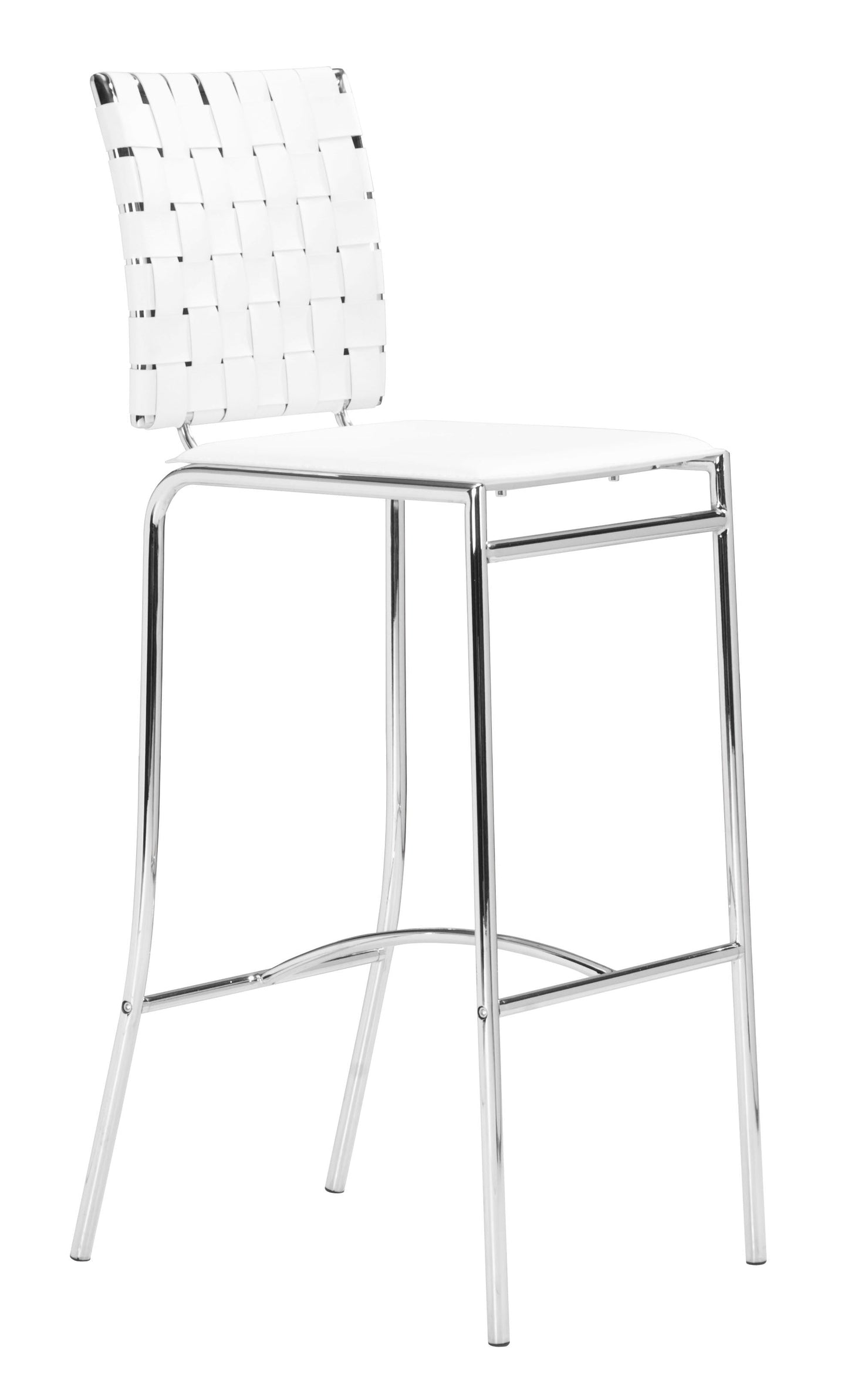 HomeRoots 29" White And Silver Steel Low Back Bar Height Chairs in Set of Two