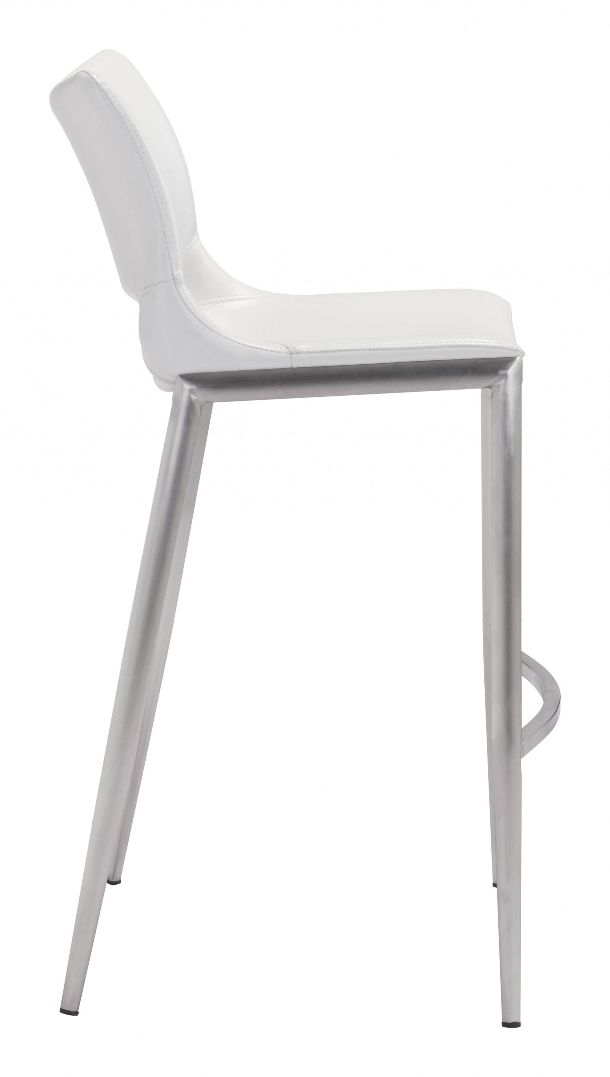 HomeRoots 29" White And Silver Steel Low Back Bar Height Chairs in Set of Two
