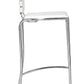 HomeRoots 29" White And Silver Steel Low Back Bar Height Chairs in Set of Two