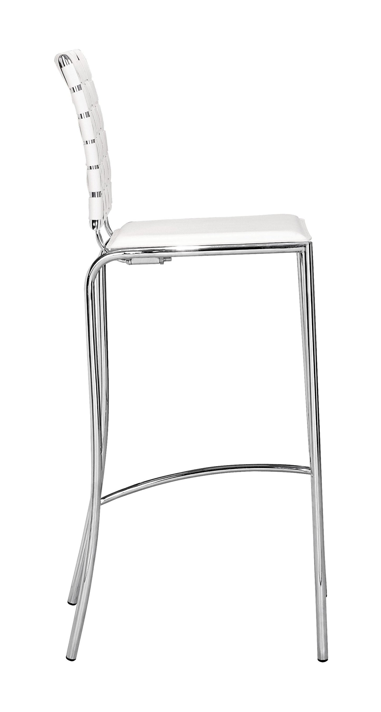 HomeRoots 29" White And Silver Steel Low Back Bar Height Chairs in Set of Two