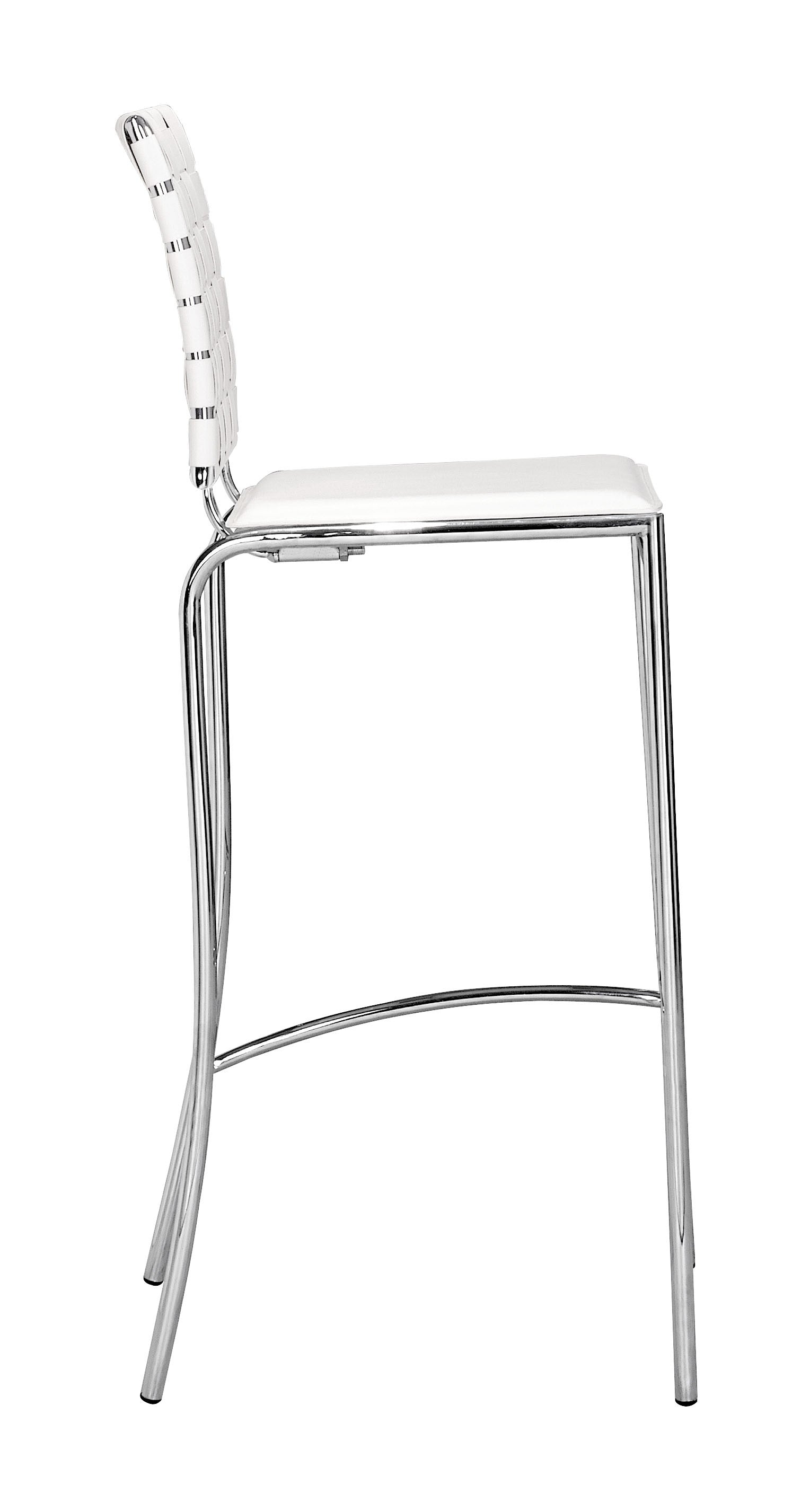 HomeRoots 29" White And Silver Steel Low Back Bar Height Chairs in Set of Two