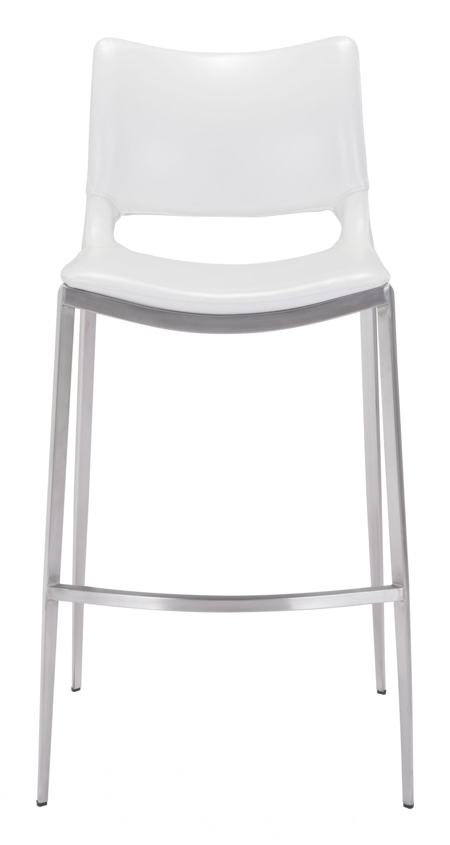 HomeRoots 29" White And Silver Steel Low Back Bar Height Chairs in Set of Two