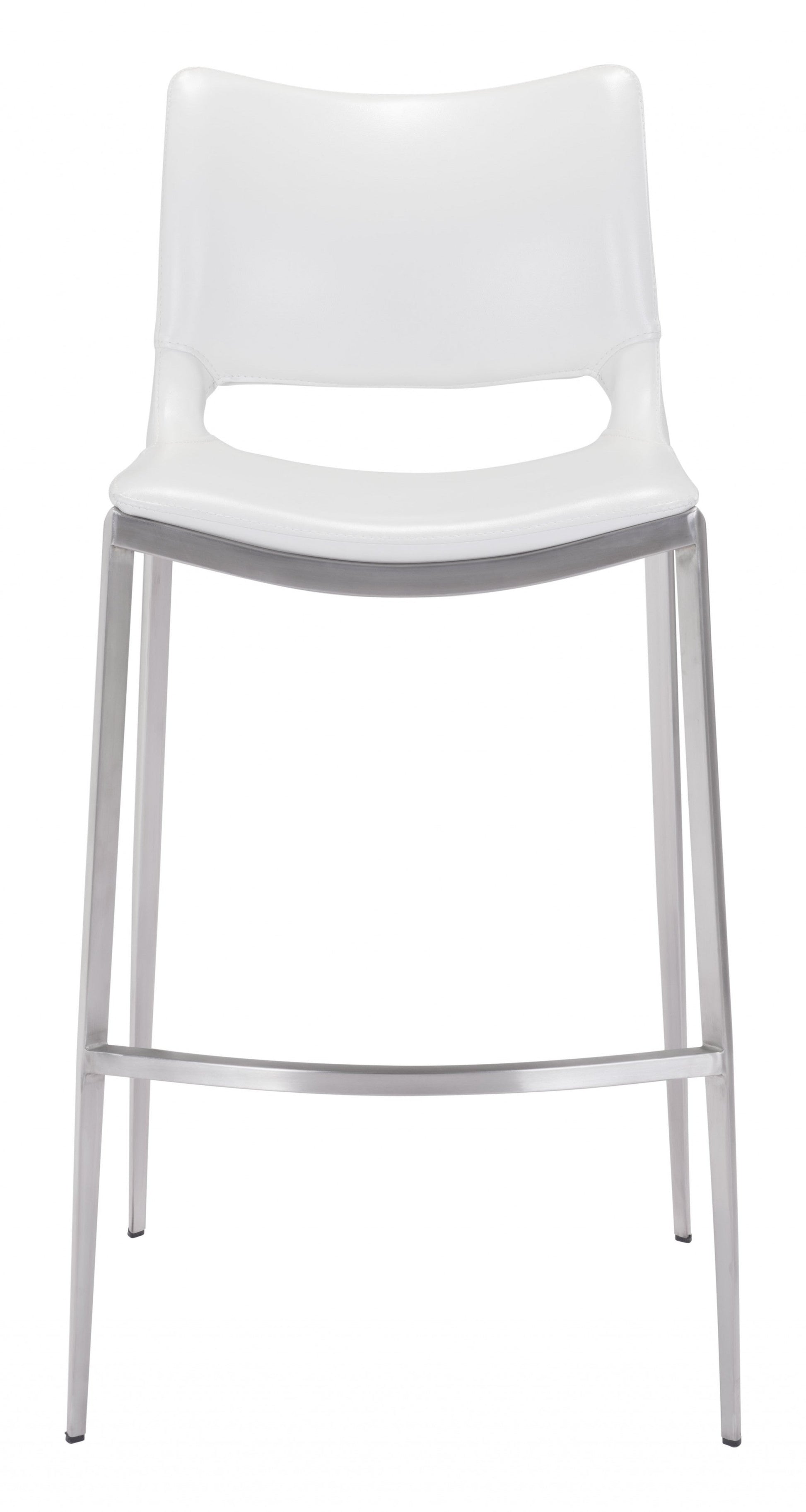 HomeRoots 29" White And Silver Steel Low Back Bar Height Chairs in Set of Two