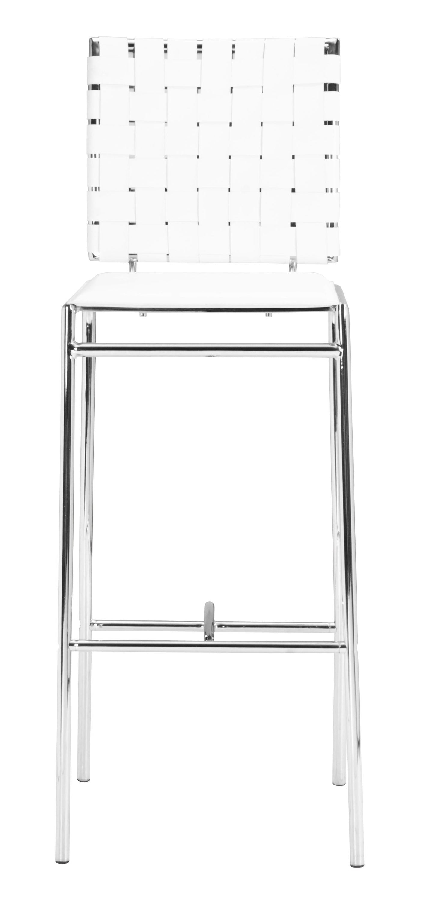 HomeRoots 29" White And Silver Steel Low Back Bar Height Chairs in Set of Two