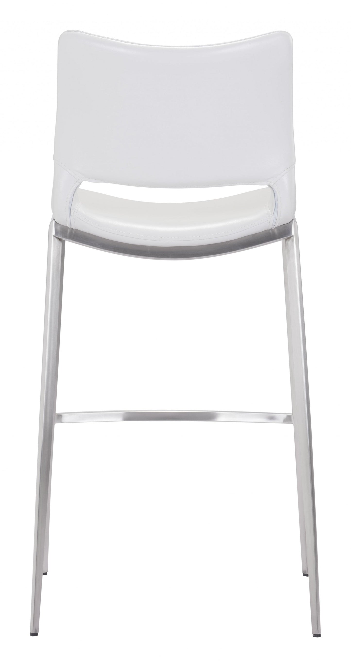 HomeRoots 29" White And Silver Steel Low Back Bar Height Chairs in Set of Two