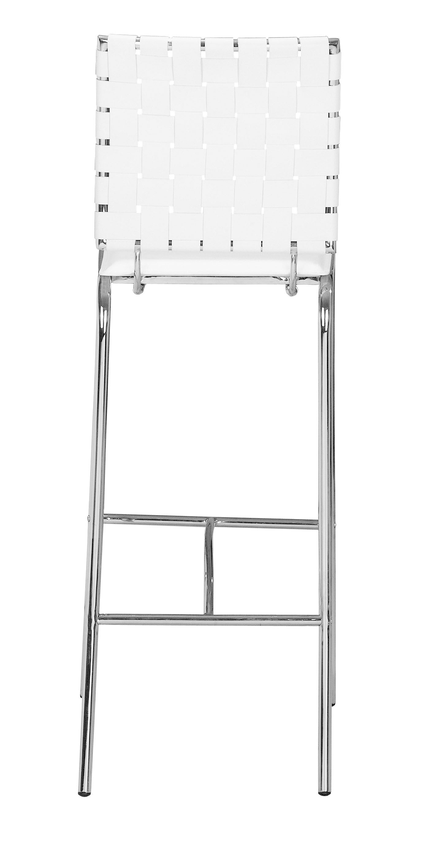 HomeRoots 29" White And Silver Steel Low Back Bar Height Chairs in Set of Two