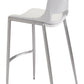 HomeRoots 29" White And Silver Steel Low Back Bar Height Chairs in Set of Two