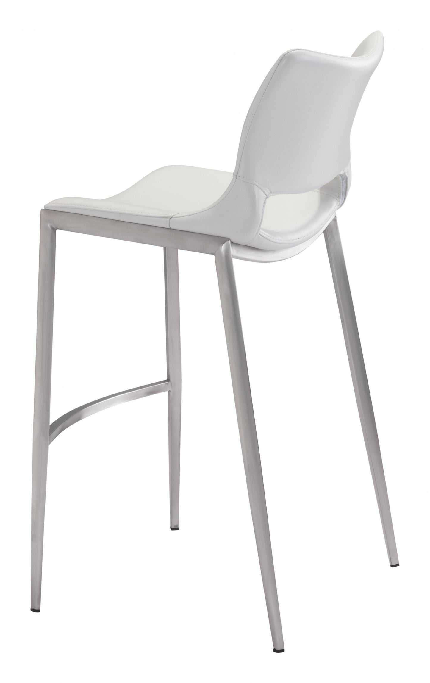 HomeRoots 29" White And Silver Steel Low Back Bar Height Chairs in Set of Two
