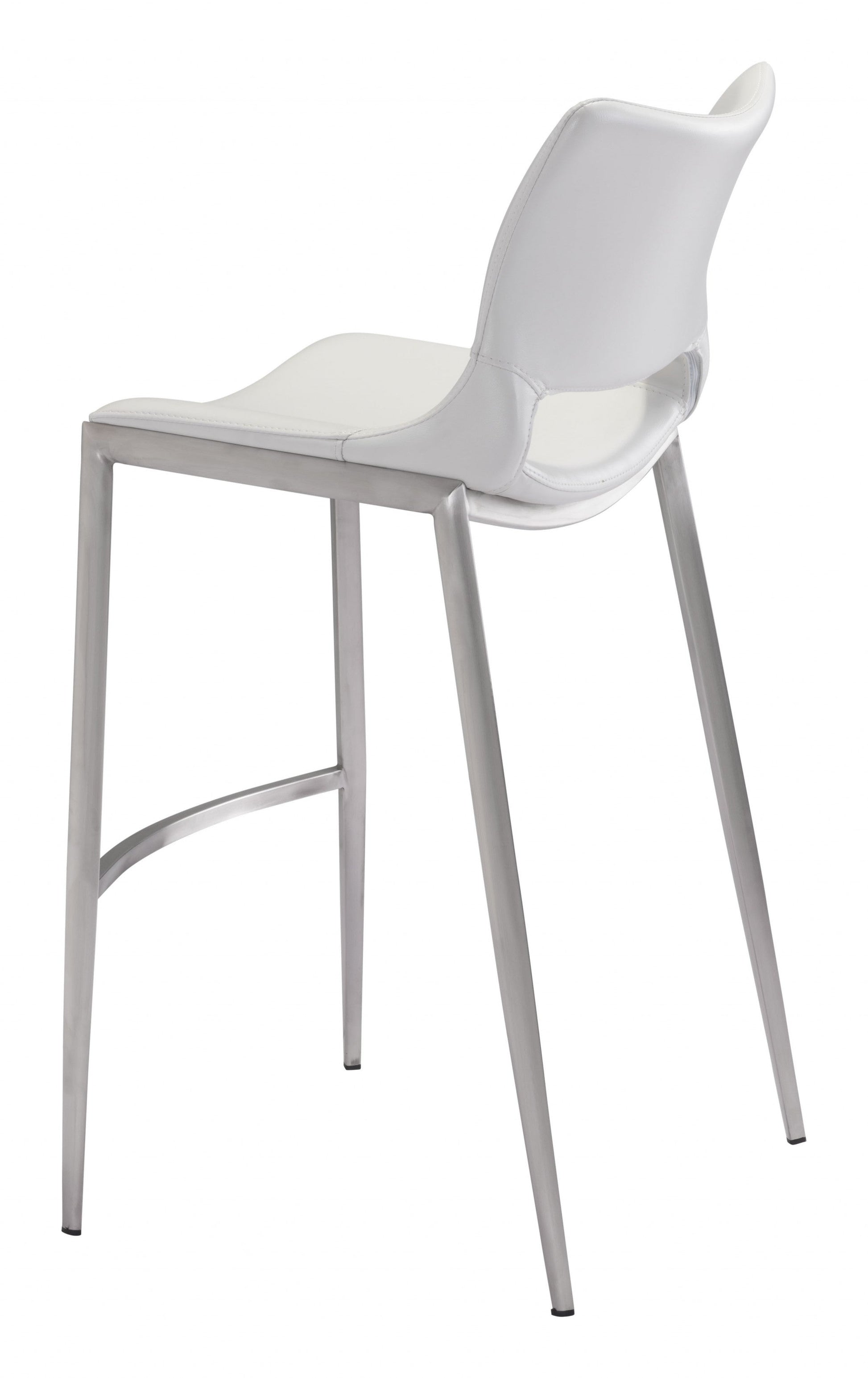 HomeRoots 29" White And Silver Steel Low Back Bar Height Chairs in Set of Two