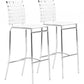 HomeRoots 29" White And Silver Steel Low Back Bar Height Chairs in Set of Two