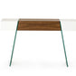 HomeRoots 29" White and Walnut Veneer MDF and Glass Floating Console Table