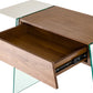 HomeRoots 29" White and Walnut Veneer MDF and Glass Floating Console Table