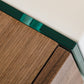 HomeRoots 29" White and Walnut Veneer MDF and Glass Floating Console Table