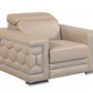 HomeRoots 29" to 38" Modern Leather Chair in Beige Finish
