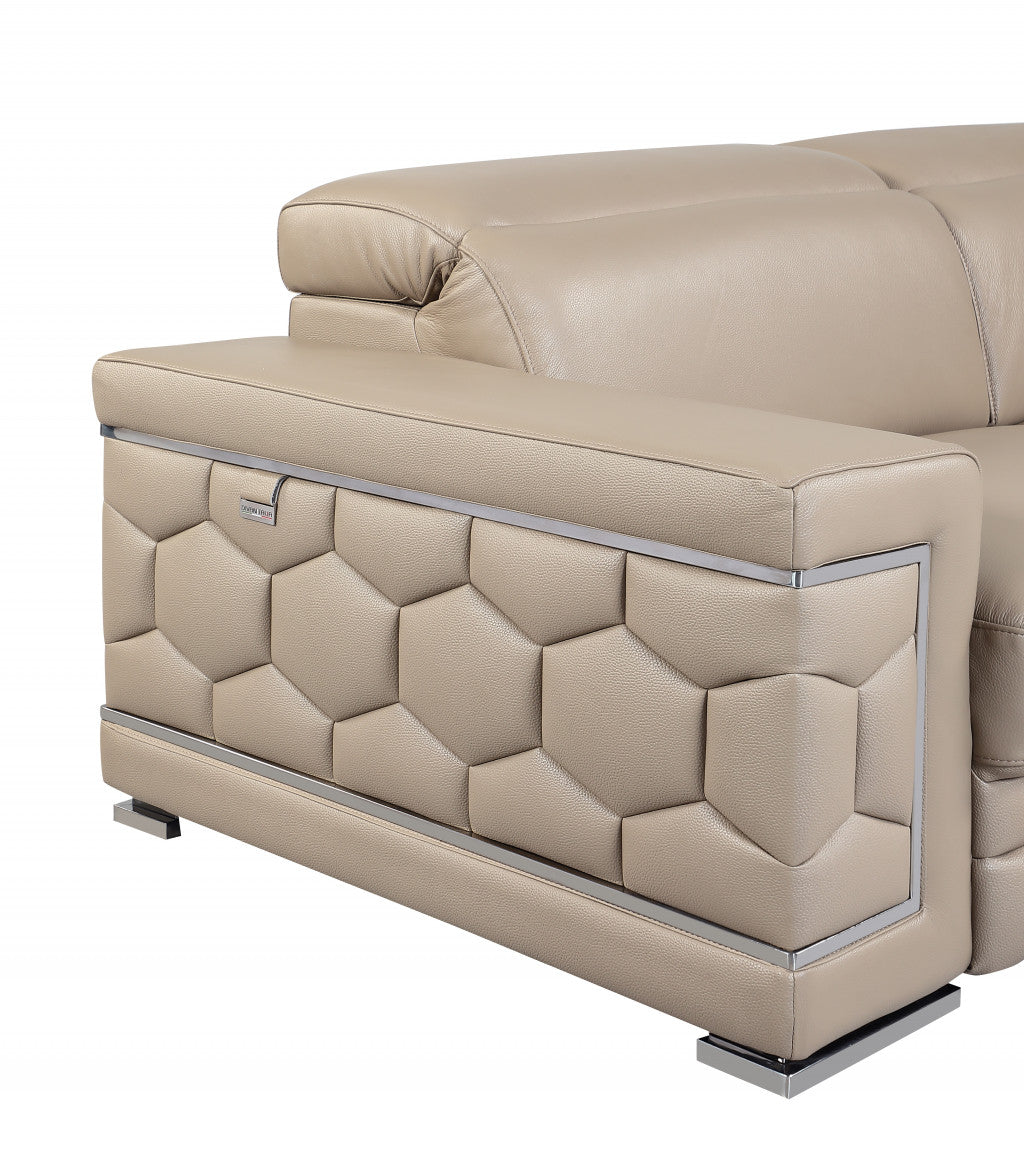 HomeRoots 29" to 38" Modern Leather Chair in Beige Finish