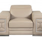 HomeRoots 29" to 38" Modern Leather Chair in Beige Finish