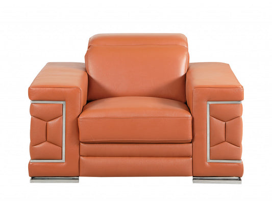 HomeRoots 29" to 38" Sturdy Chair With Camel Leather Finish
